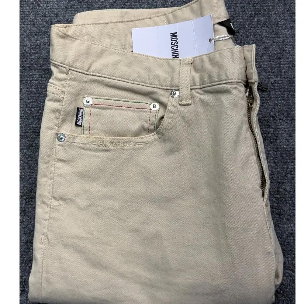 Moschino 30 Years Mens Jeans IT 48 US 32 Beige Slim Fit Stretch NWT NEW